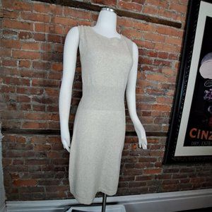 GC Fontana Merino/Cashmere Sweater Dress Oatmeal Sleeveless Ribknit Waist Size S